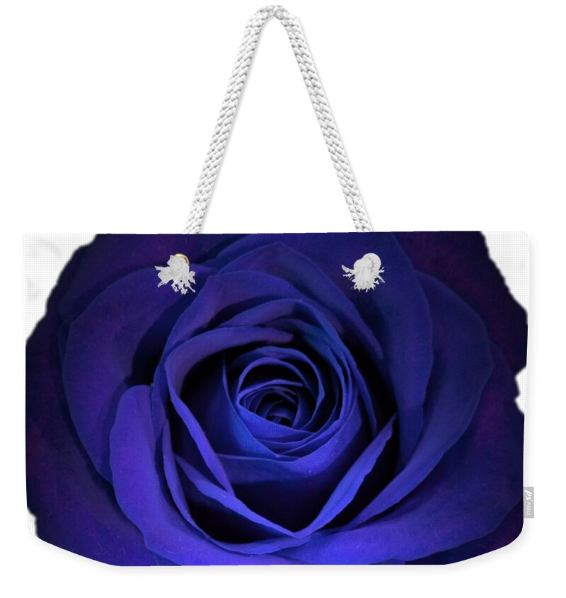 Blue Weekender Tote Bag featuring the photograph Blue Rose Flower Photograph Best for Shirts by Delynn Addams