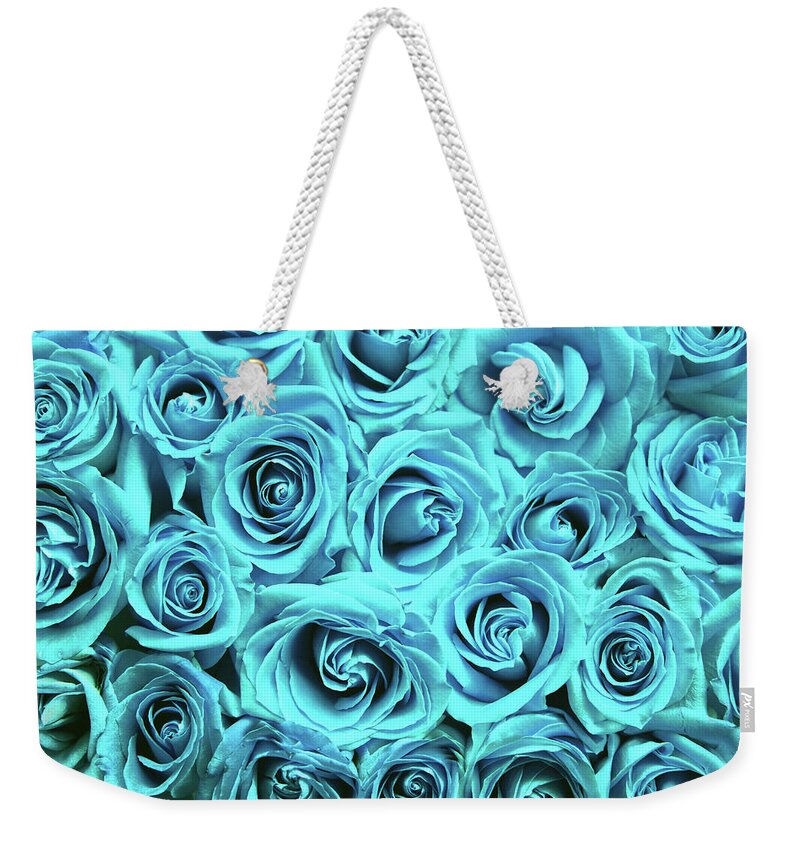 Cute Weekender Tote Bag featuring the photograph Blue roses by Top Wallpapers