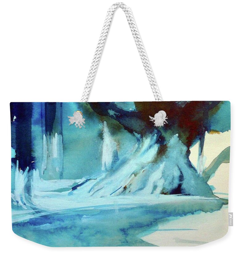 Outdoors Nature Travel Light Landscape Weekender Tote Bag featuring the painting Bluesy Tree by Ed Heaton