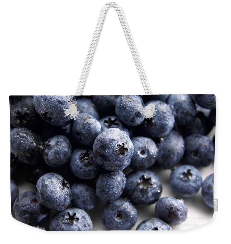 White Background Weekender Tote Bag featuring the photograph Blueberries by Slivinski Photo