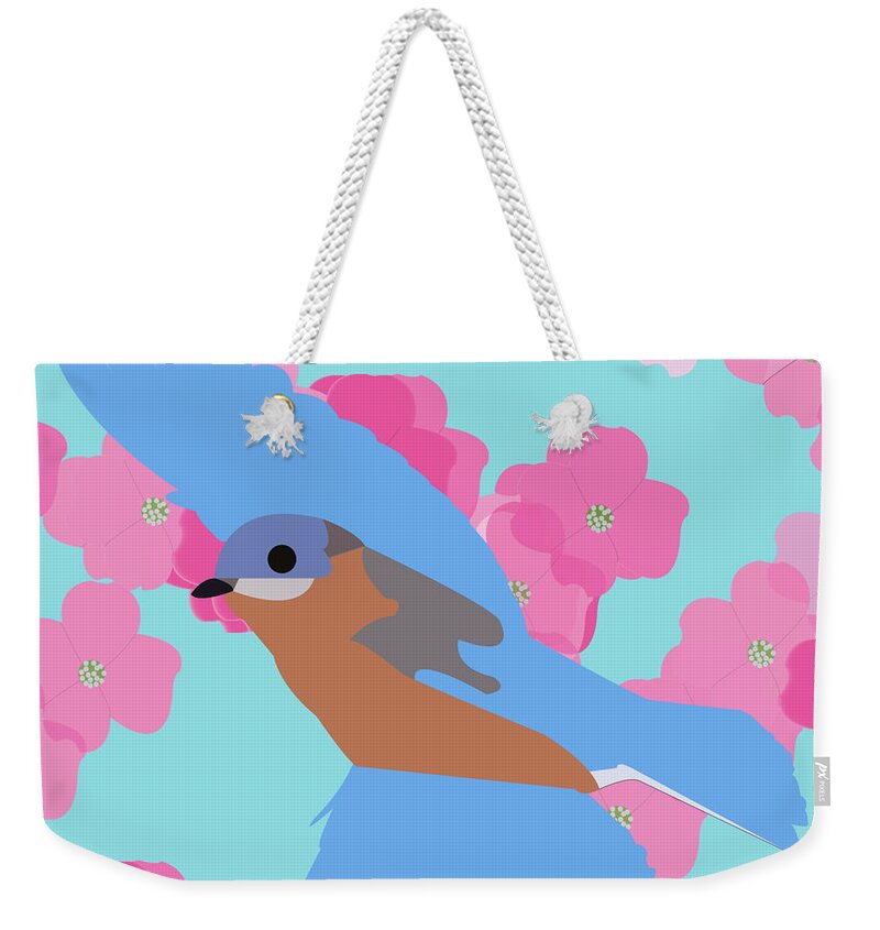 Bluebird Weekender Tote Bag featuring the digital art Bluebird by Caroline Elgin