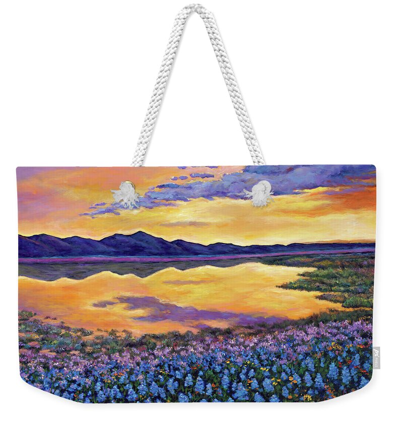 Southwestern Landscape Weekender Tote Bag featuring the painting Bluebonnet Rhapsody by Johnathan Harris