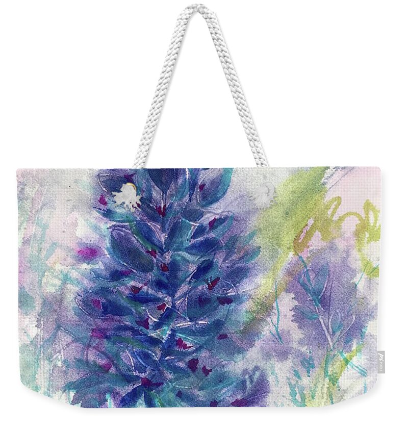 Texas Landscape Weekender Tote Bag featuring the painting Bluesy Do by Francelle Theriot