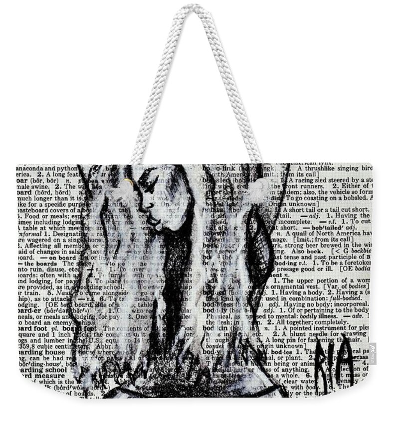 Blur Weekender Tote Bag featuring the drawing Blurred Lines by Artist RiA