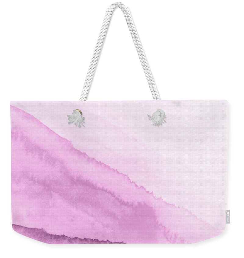 Landscape Weekender Tote Bag featuring the painting Blush Pink Mountains Watercolor II by Naxart Studio