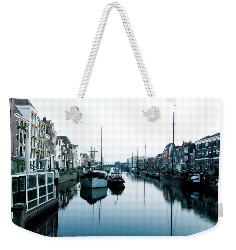 Netherlands Weekender Tote Bag featuring the photograph Boats In Rotterdam by Marianne Williams