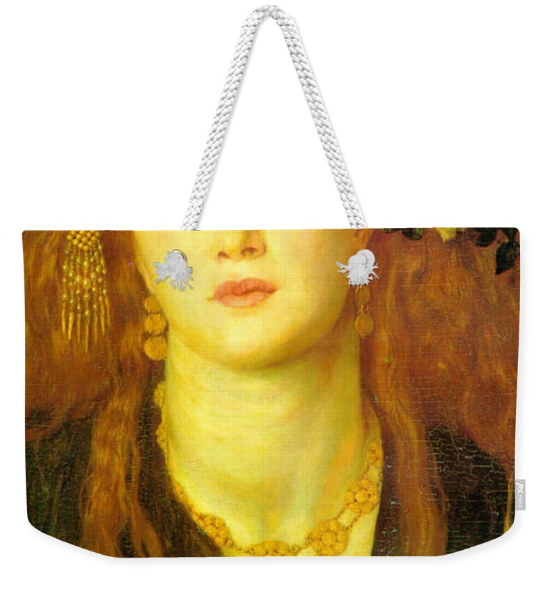 Pre-raphaelite Weekender Tote Bag featuring the painting Bocca Baciata; the kissed Mouth by Dante Gabriel Rossetti