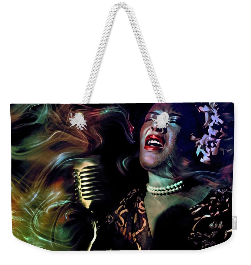 Billie Holiday Weekender Tote Bag featuring the digital art Body and Soul by Mal Bray