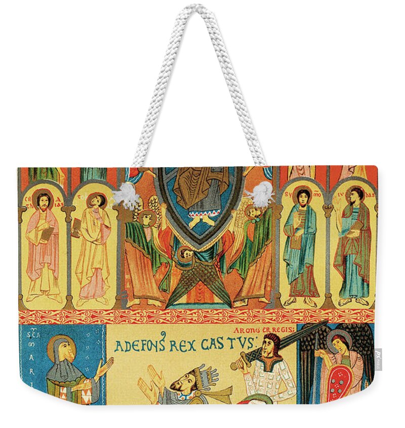 12th Century Weekender Tote Bag featuring the painting Books Of Wills And Privileges, Spanish School, 12th Century by Spanish School
