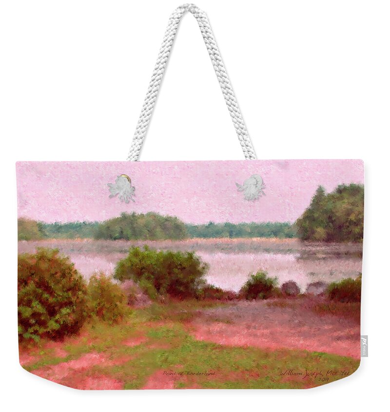 Impressionist Weekender Tote Bag featuring the painting Borderland Pond With Monet's Palette by Bill McEntee