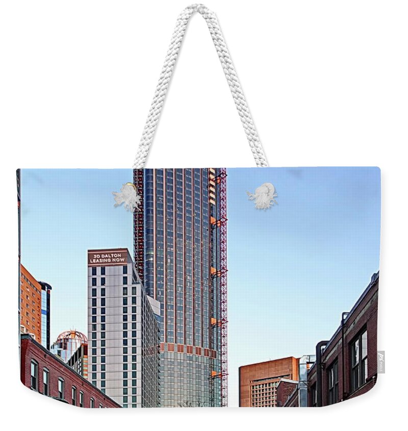 Boston Weekender Tote Bag featuring the photograph Boston Newest Skyscraper by Lyuba Filatova