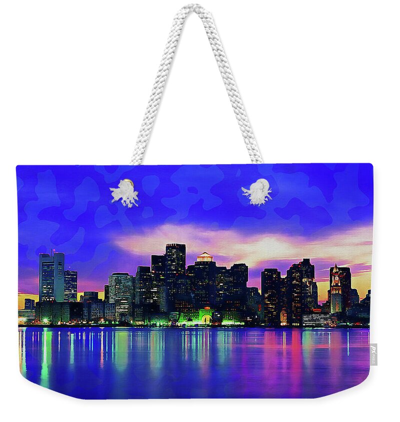 Boston Weekender Tote Bag featuring the painting Boston, Panorama - 14 by AM FineArtPrints