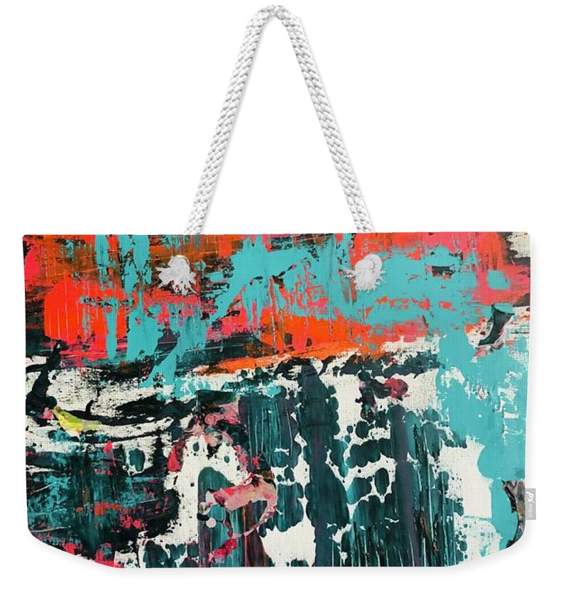 Abstract Weekender Tote Bag featuring the painting Bottoms Up by Laura Jaffe