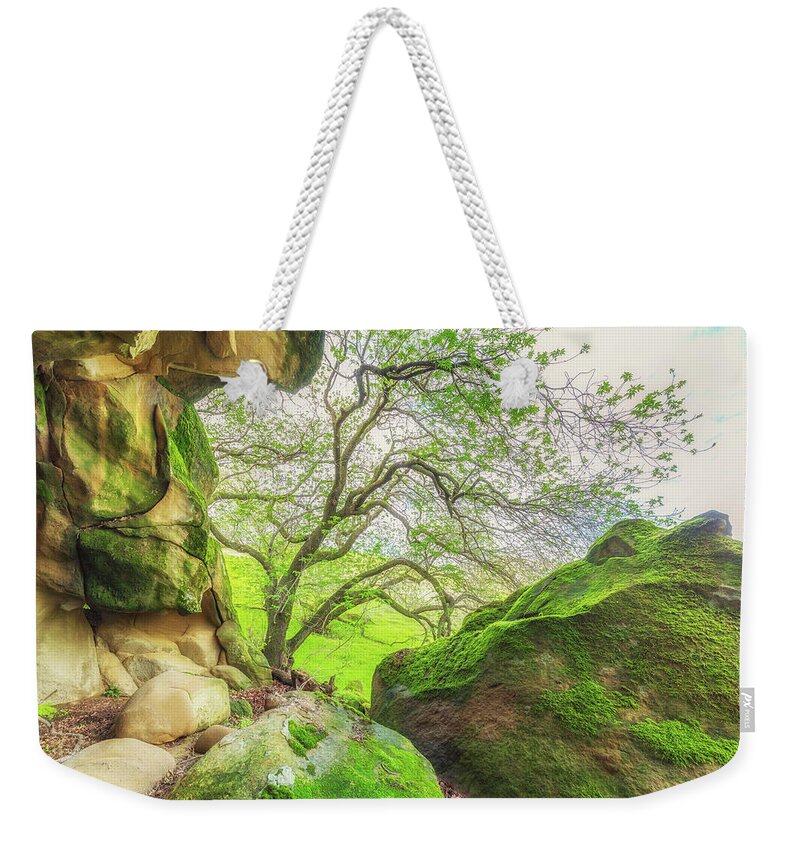 Landscape Weekender Tote Bag featuring the photograph Boulders and Trees at Vasco Caves by Marc Crumpler
