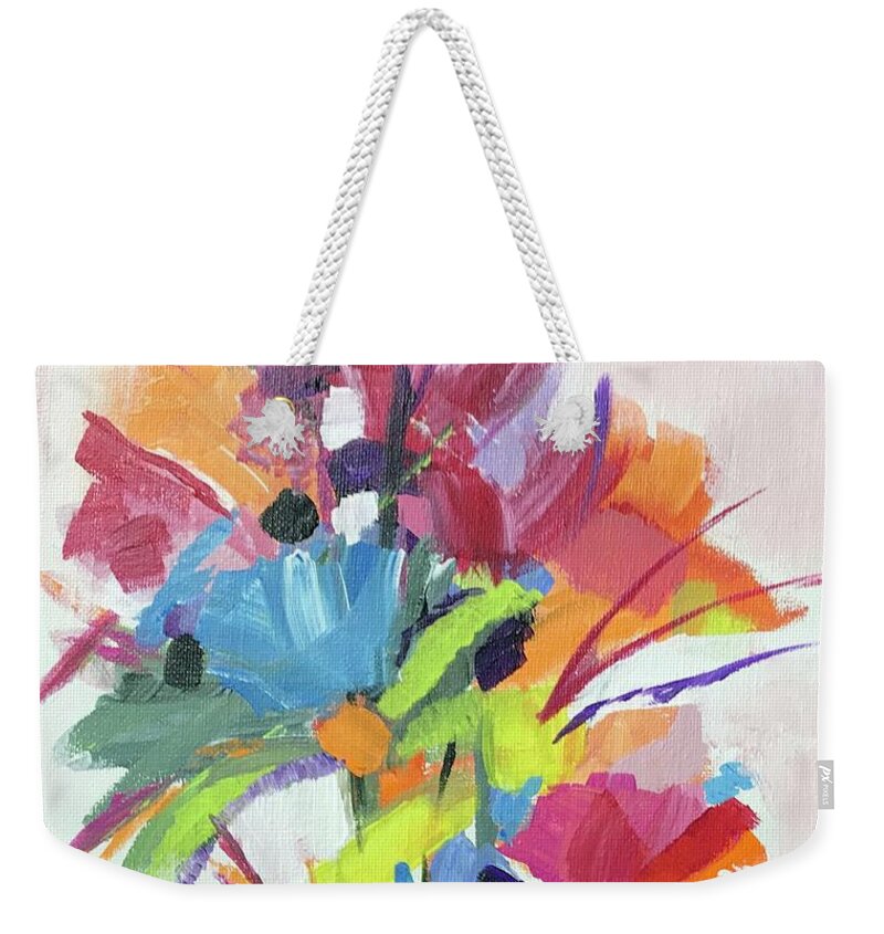 Original Art Work Weekender Tote Bag featuring the painting Bouquet of Flowers by Theresa Honeycheck