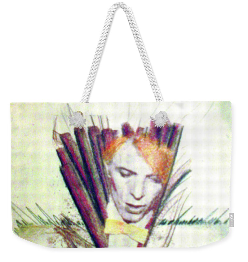 David Bowie Weekender Tote Bag featuring the drawing Bowie by Albert Puskaric