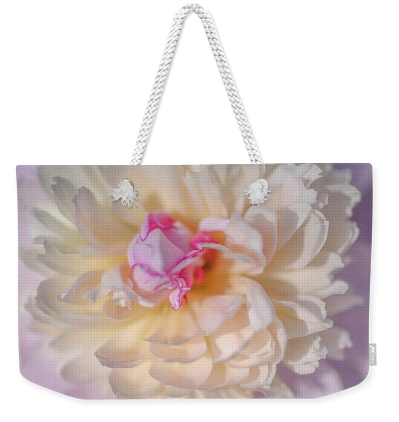 Jenny Rainbow Fine Art Photography Weekender Tote Bag featuring the photograph Bowl of Beauty. Peony Flower by Jenny Rainbow