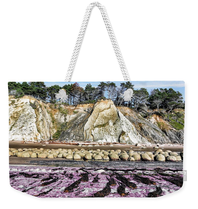Bowling Ball Beach Weekender Tote Bag featuring the photograph Bowling Ball Beach at Low Tide by Kathleen Bishop