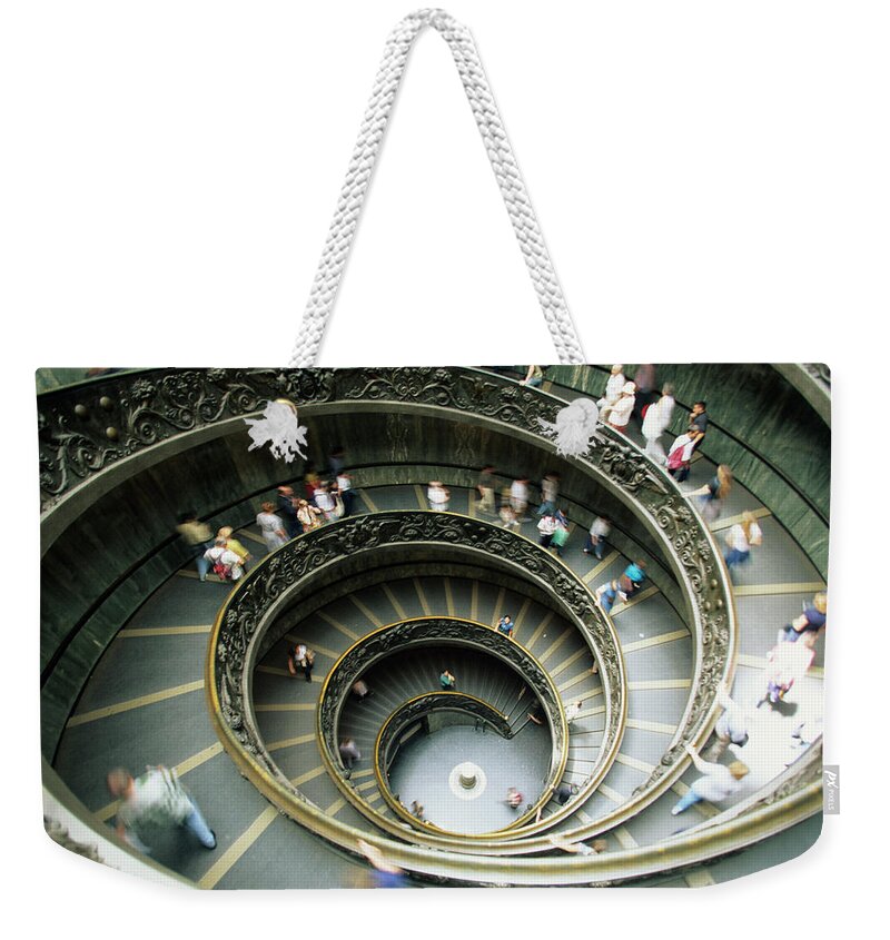 Blurred Motion Weekender Tote Bag featuring the photograph Bramantes Staircase, Vatican Museum by Karl Weatherly