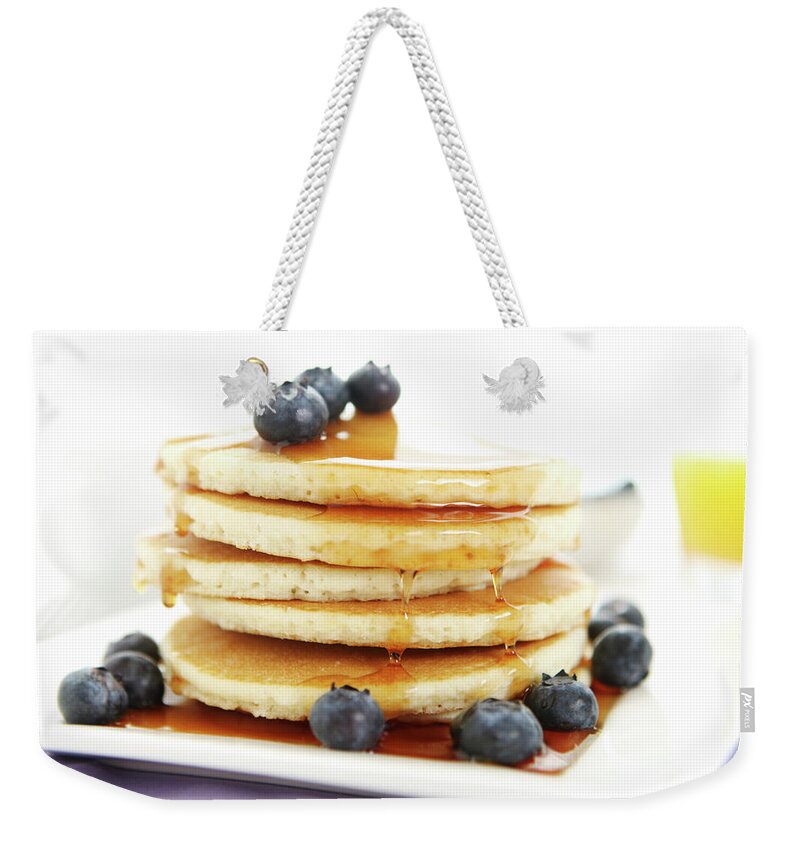 Breakfast Weekender Tote Bag featuring the photograph Breakfast Table With Pancakes by Kirin photo