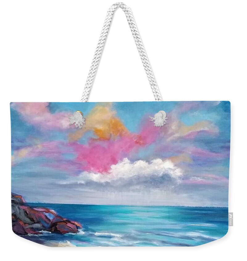 Sky Weekender Tote Bag featuring the painting Breathtaking by Rosie Sherman