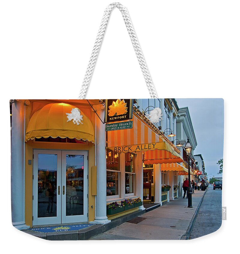 Estock Weekender Tote Bag featuring the digital art Brick Alley Pub, Newport, Ri by Claudia Uripos