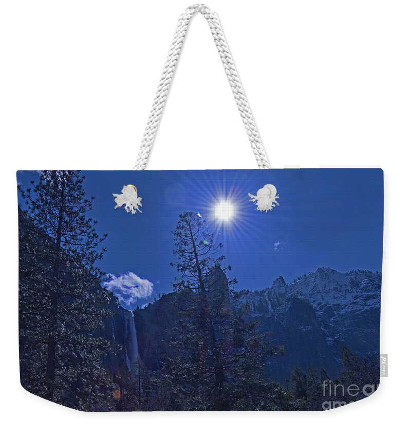 Landscape Weekender Tote Bag featuring the photograph Bridalveil Fall at Yosemite by Amazing Action Photo Video
