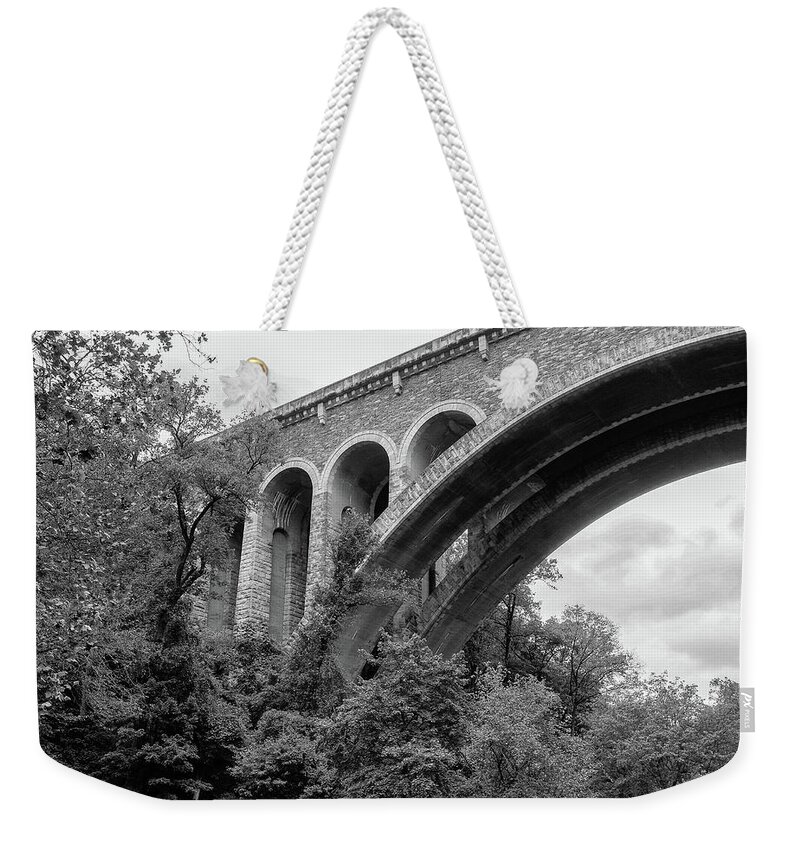 Arch Weekender Tote Bag featuring the photograph Bridge at Wissahickon Creek, by Louis Dallara