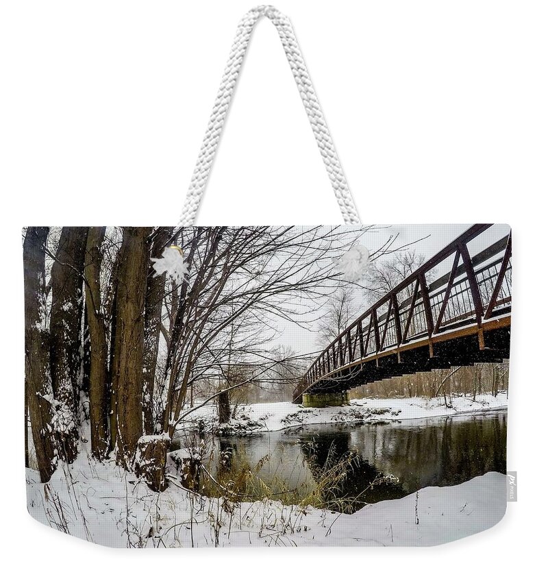 Rochester Weekender Tote Bag featuring the digital art Bridgeview G0913444 by Michael Thomas