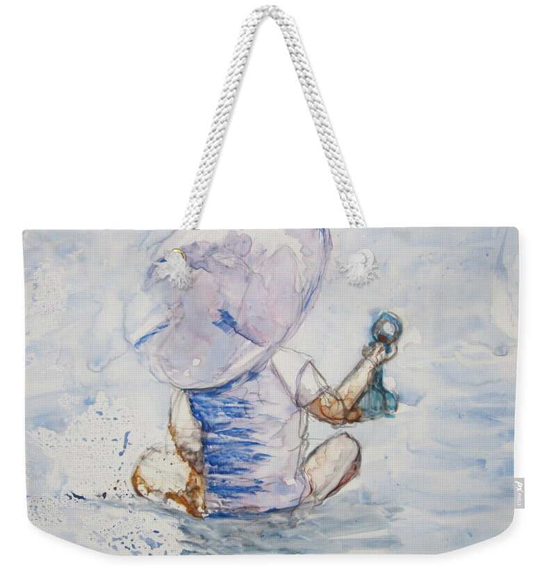 Painting Weekender Tote Bag featuring the painting Brielle in the Water by Paula Pagliughi