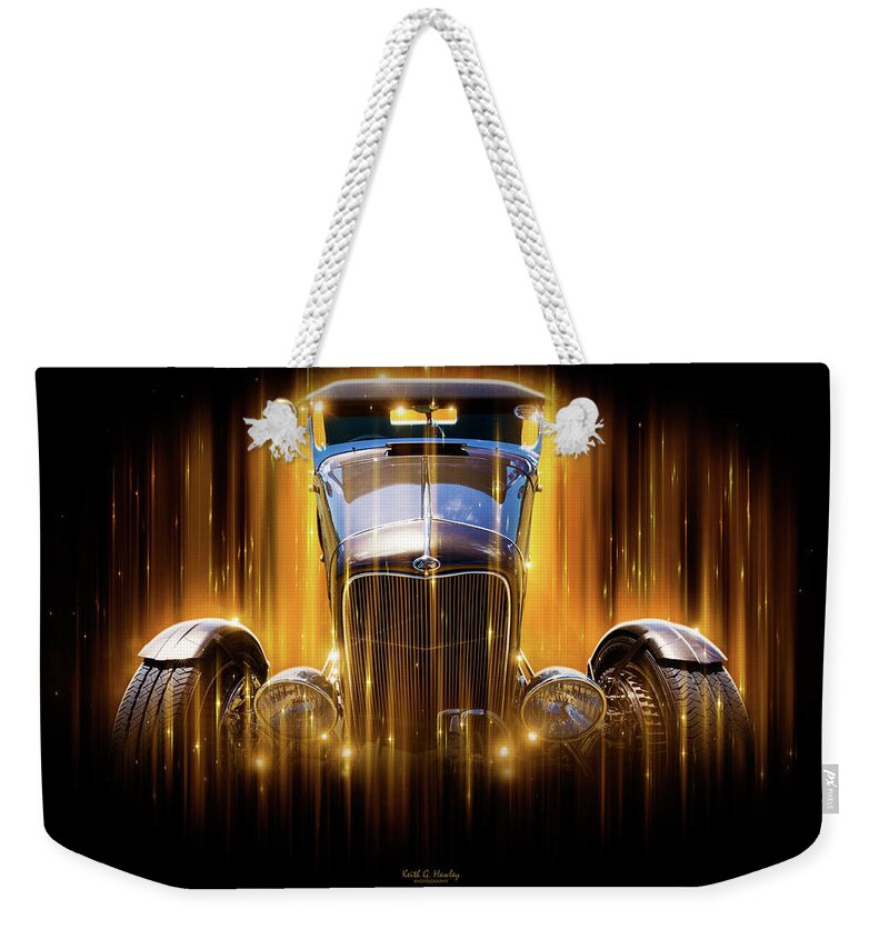 Car Weekender Tote Bag featuring the photograph Bright Lights 32 by Keith Hawley