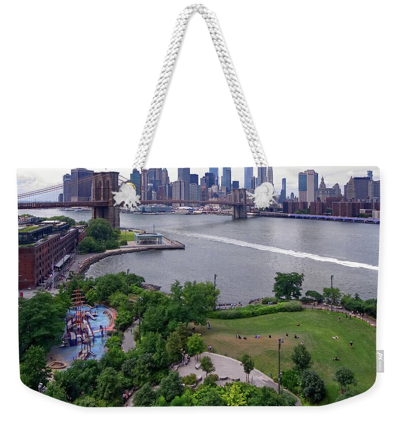 Brooklyn Bridge Park Weekender Tote Bag featuring the photograph Brooklyn Bridge Park by S Paul Sahm
