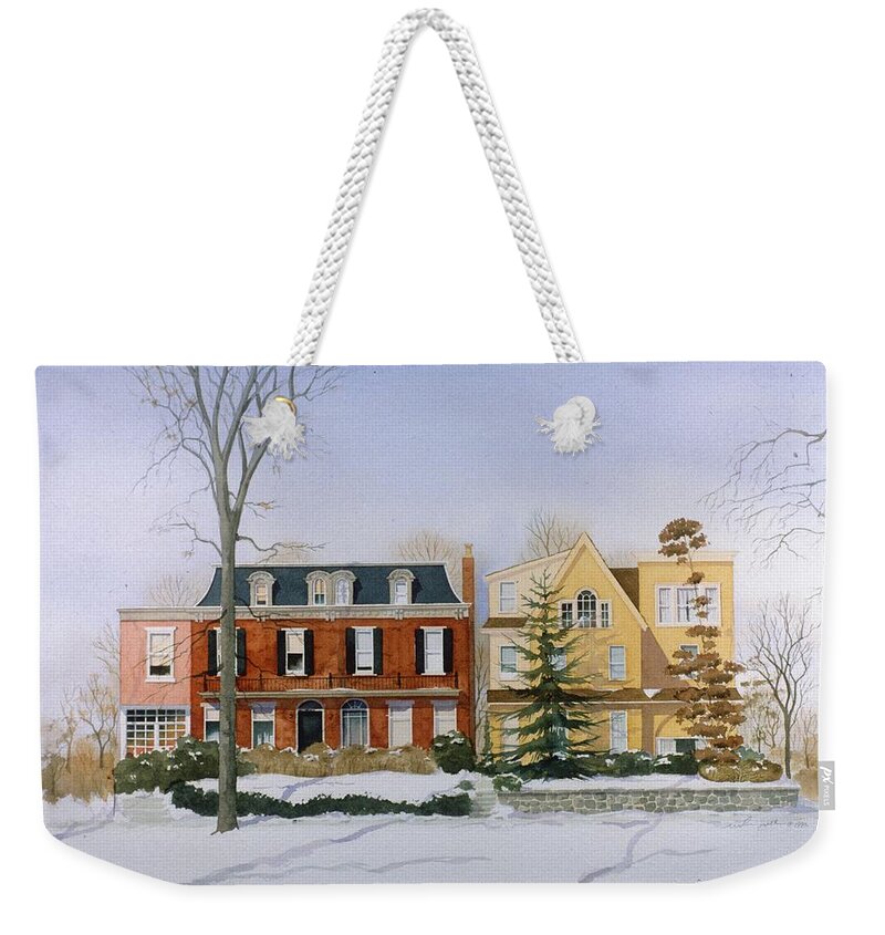 Wilmington Delaware Weekender Tote Bag featuring the painting Broom Street Snow by William Renzulli