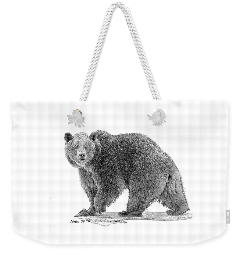 Brown Bear Weekender Tote Bag featuring the digital art Brown Black And White by Larry Linton