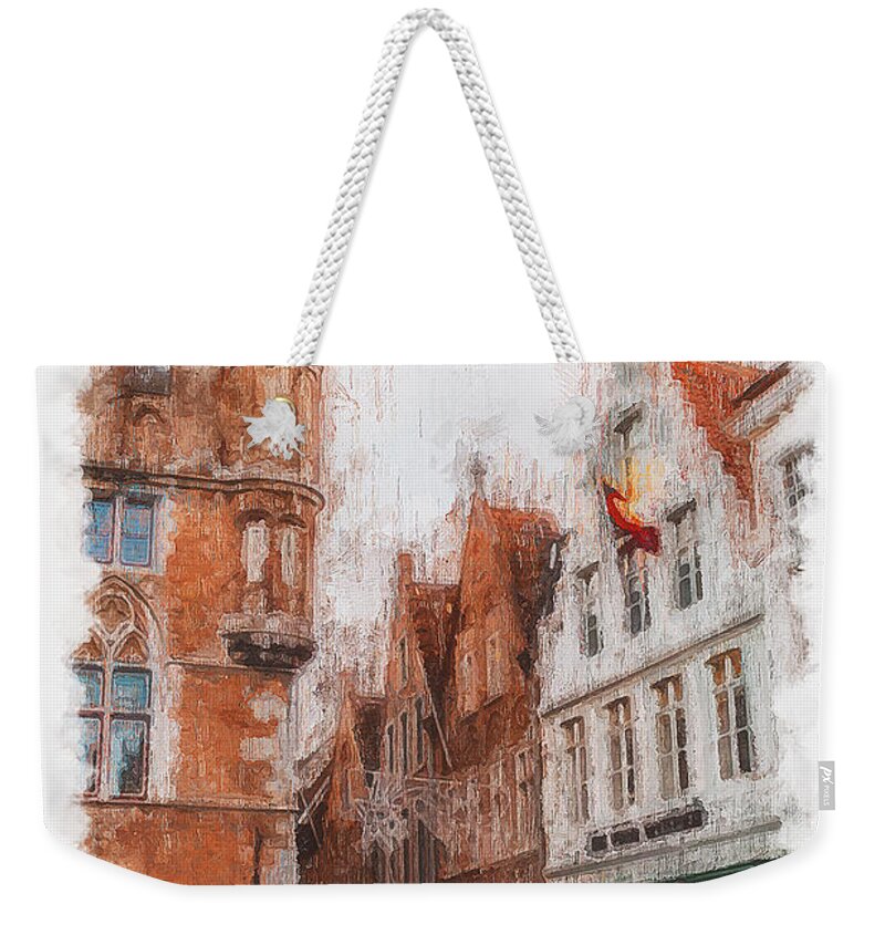 Belgium Weekender Tote Bag featuring the painting Bruges, Belgium - 03 by AM FineArtPrints