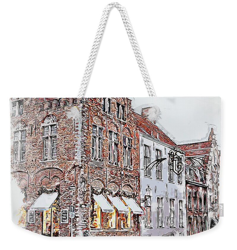 Belgium Weekender Tote Bag featuring the painting Bruges, Belgium - 04 by AM FineArtPrints