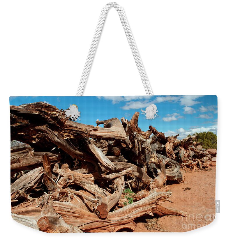 Desert Weekender Tote Bag featuring the photograph Brush Fence by Julia McHugh