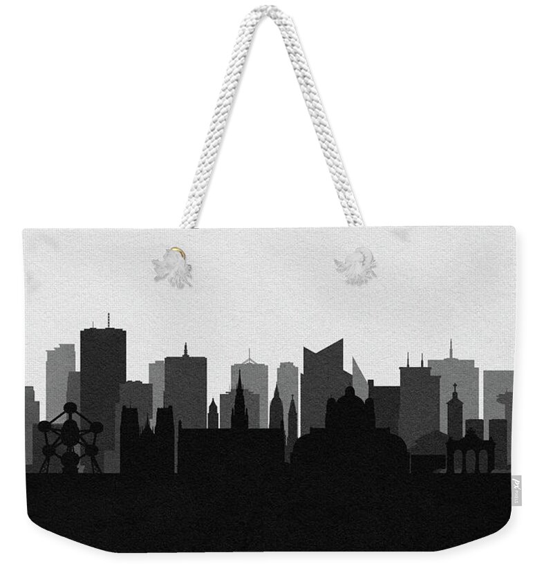 Brussels Weekender Tote Bag featuring the digital art Brussels Cityscape Art by Inspirowl Design