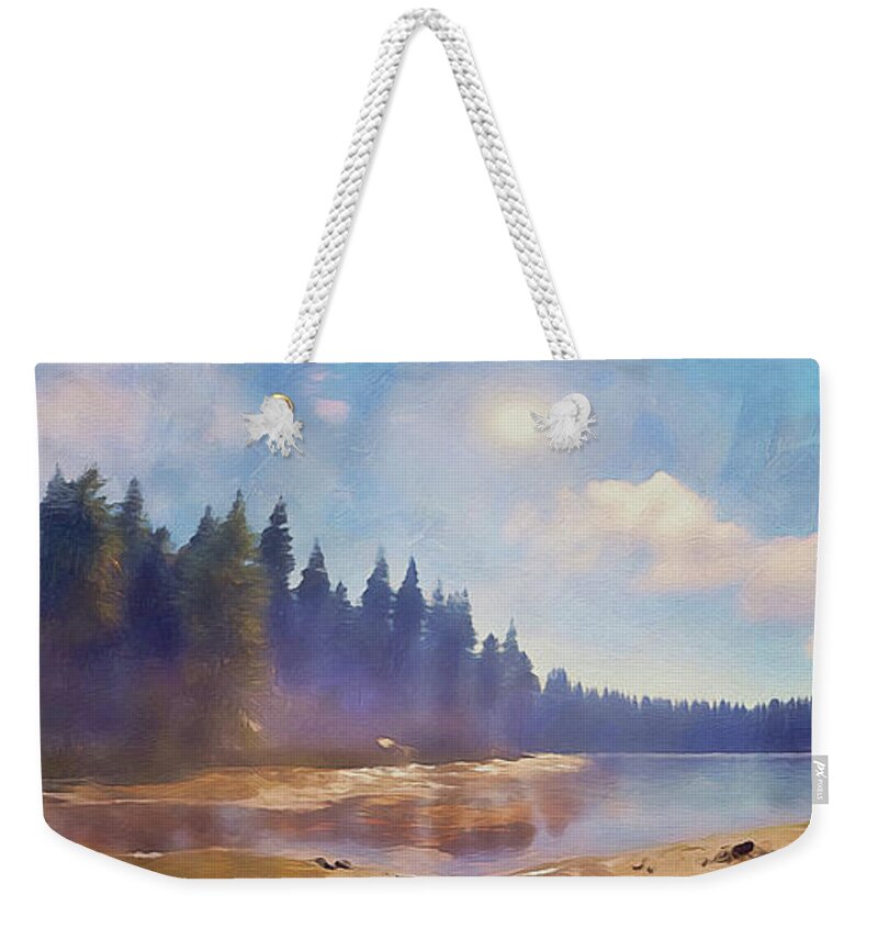 Mountain Spring Weekender Tote Bag featuring the painting Bucolic Paradise - 41 by AM FineArtPrints