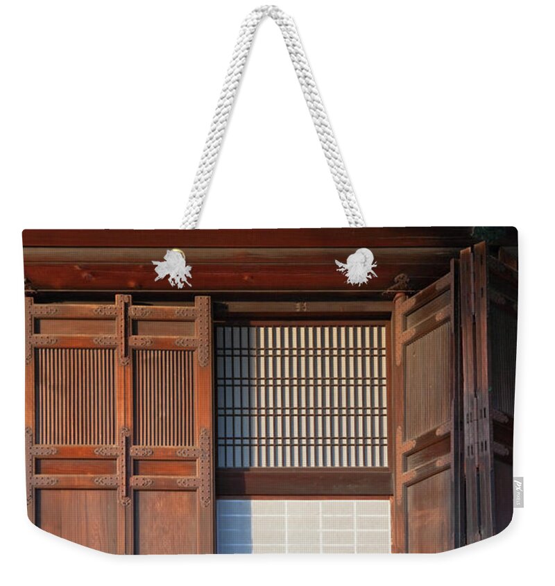 Working Weekender Tote Bag featuring the photograph Buddhist Monk At Kyotos Chion-in Temple by B. Tanaka