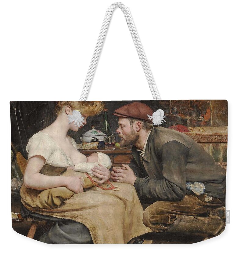Family Weekender Tote Bag featuring the painting BULAND, JEAN-EUGENE Parental Bliss by Celestial Images