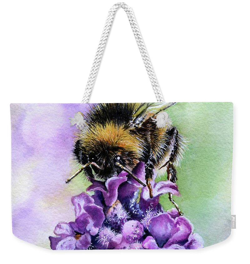 Bee Weekender Tote Bag featuring the painting Bumblebee by Jeanette Ferguson