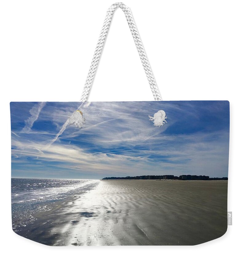 Sand Weekender Tote Bag featuring the photograph Burke's Beach on Hilton Head Island by Dennis Schmidt