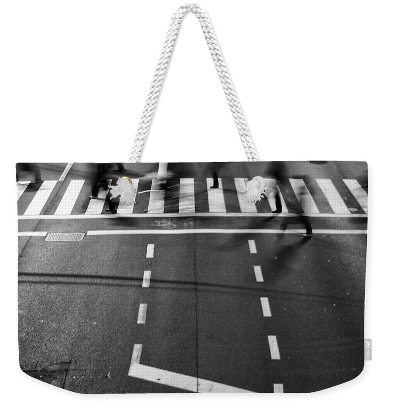 Corporate Business Weekender Tote Bag featuring the photograph Businessmen Crossing Street by Chris Jongkind