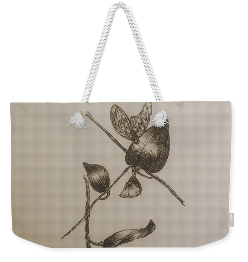 Wall Art Weekender Tote Bag featuring the drawing Butterfly by Cepiatone Fine Art Callie E Austin