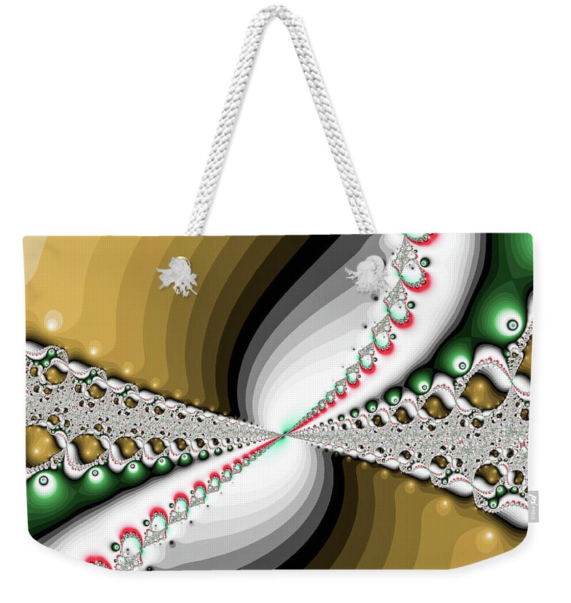 Abstract Weekender Tote Bag featuring the digital art Butterfly Fractal Golden Abstract Art by Don Northup