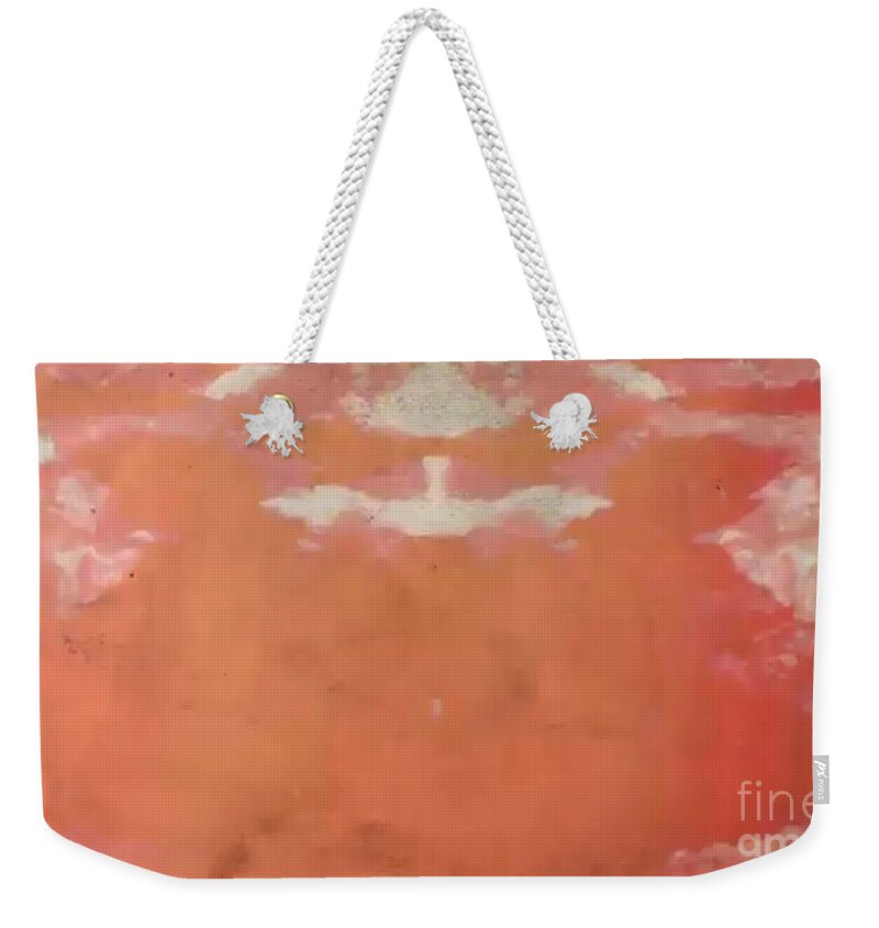 Oil Weekender Tote Bag featuring the painting Butterfly on Red by Archangelus Gallery