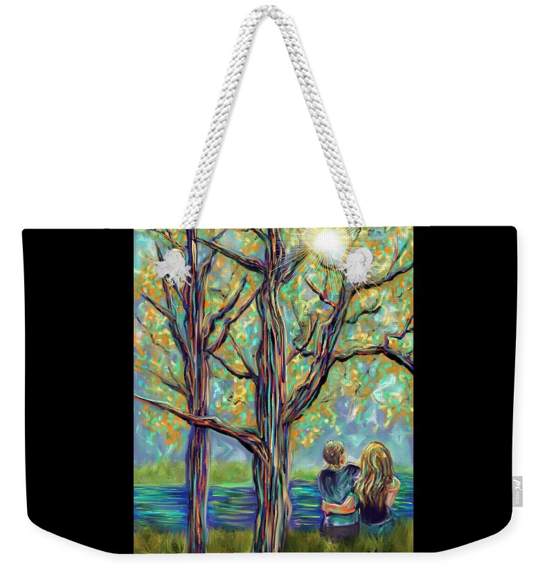River Weekender Tote Bag featuring the digital art By the River by Angela Weddle