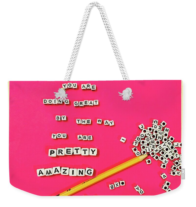 Hot Pink Weekender Tote Bag featuring the photograph By The Way by Ashley Rice