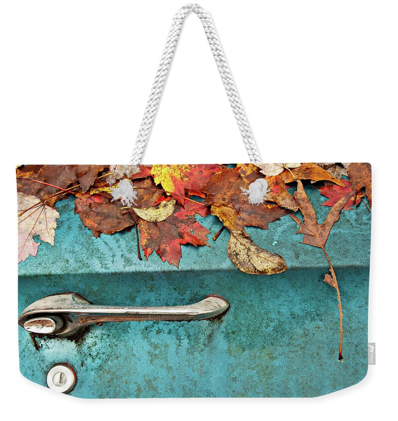 Old Car Weekender Tote Bag featuring the photograph Caddie by Minnie Gallman